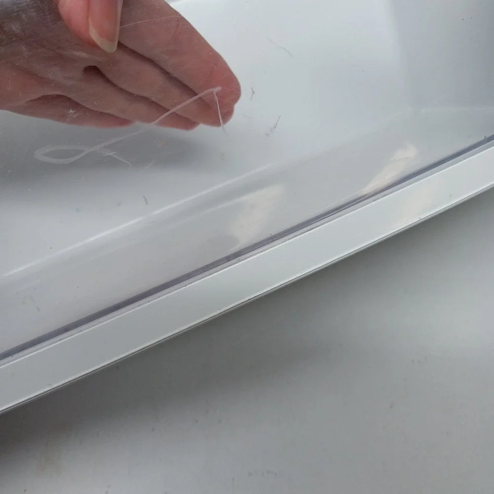 GE Refrigerator Door Bin‎ 200D5596P001 White Clear Shield OEM Used Shelf